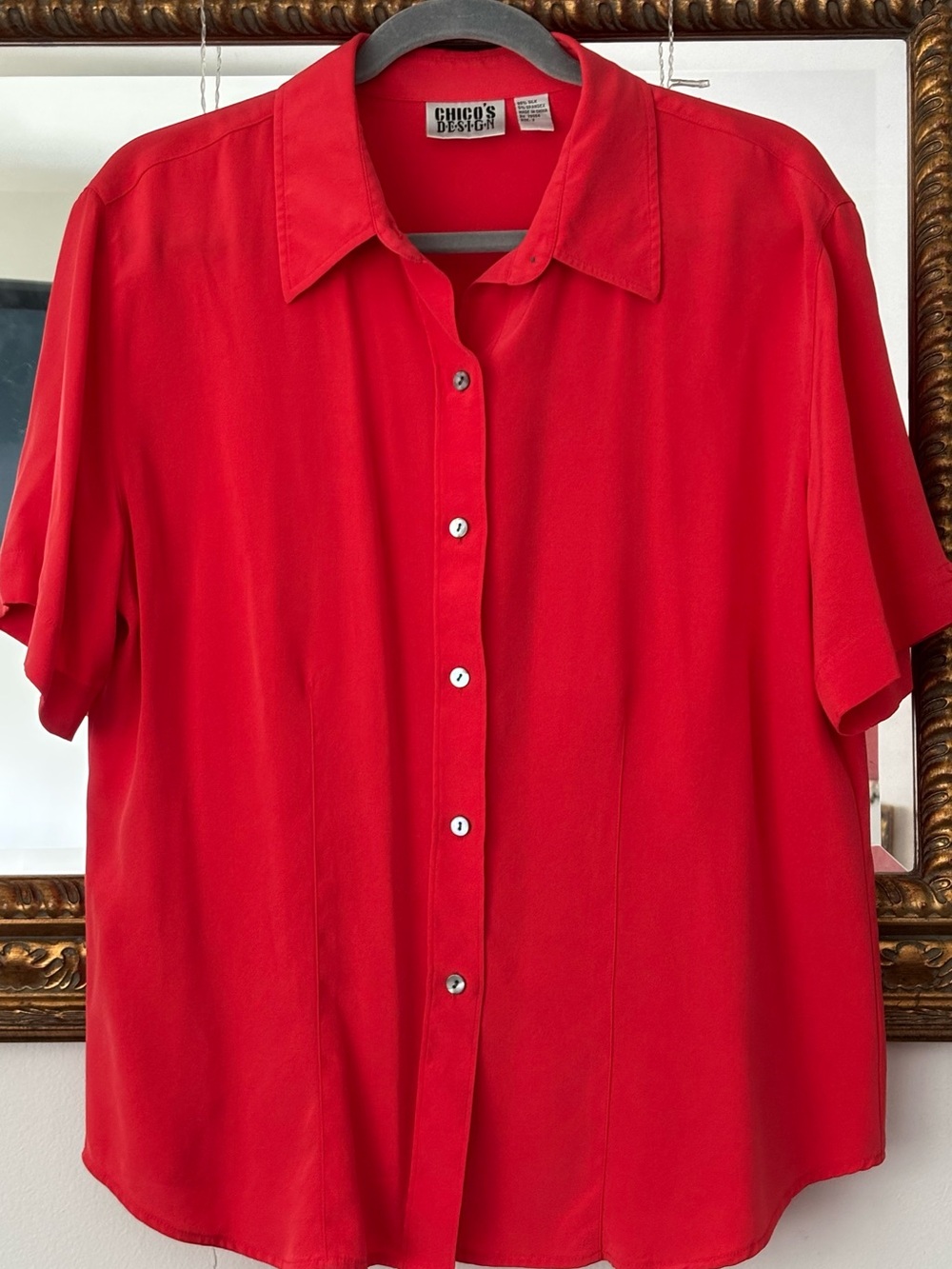 Chico's Silk Short-Sleeve Button-Down Shirt